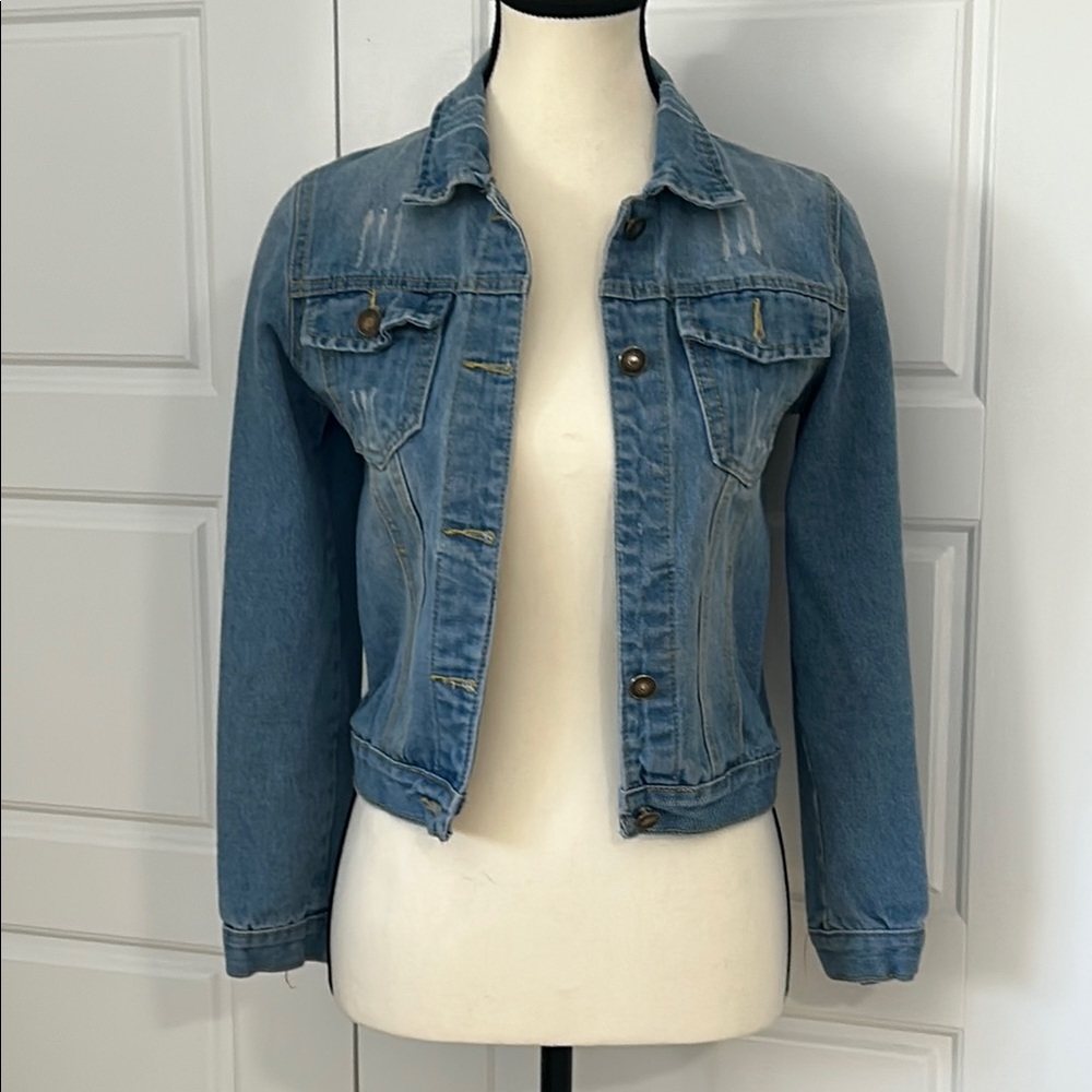 Blue Jean Jacket Distressed and Fitted
